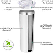 VEGOND Stainless Steel Tumblers Bulk 12 Pack, 20 oz Vacuum Insulated Skinny Tumblers with Lids and Straws, Double Wall Coffee Mug, Travel Water Cup, White