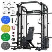 Major Fitness Drone2 Advanced Training Smith Machines– All-in-One Home Gym Squat Rack with Aluminum Pulley Set , Weight Bar, Dual LAT Pull-Down Systems & Cable Crossover Machine for Full-Body Workouts
