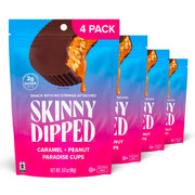 SkinnyDipped Dark Chocolate Peanut Butter Cups, 2g Sugar per Cup, Keto Friendly, Low Carb, Gluten Free, 3.2oz, 4 Pack (24 Cups Total)