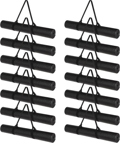 Riakrum 20 Pieces Exercise Yoga Mat Workout Mat with Strap 68 x 24 Inch Fitness Gym Mat Yoga Mat Non Slip for Women Men Gym Home Supplies(Black)