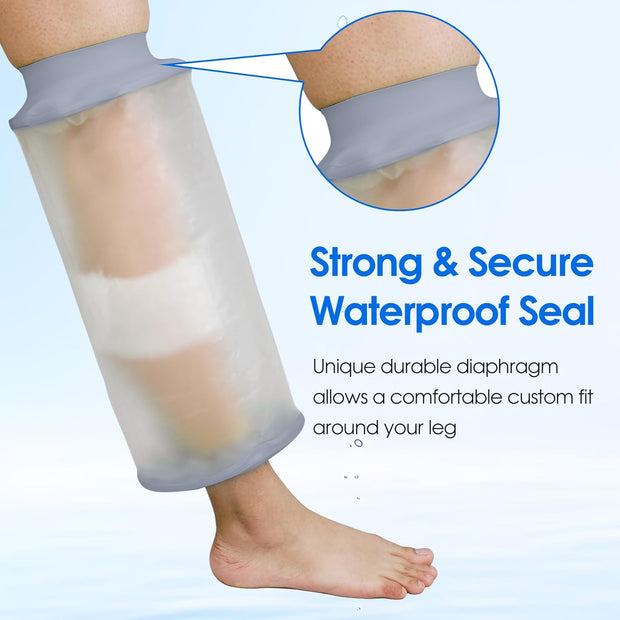 Waterproof Cast Cover for Shower Ankle Wound Protector Bath Adult Watertight Cast Bag Showering for Surgery Foot, Ankle, Burns Reusable (A-Foot)
