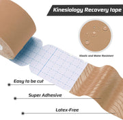 Kinesiology Tape Precut 3 Rolls, Athletic Sports Tape for Muscle Joints Support, 60 Strips for Knee Ankle Shoulder Wrist, Latex Free and Water Resistant, Pink