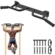 SELEWARE Heavy Duty Wall Mounted Doorway Pull Up Bar Multifunctional Joist Mount Chin Up Bar with Resistance Band Hooks & Ball Finger Training, Fully Welded Steel Construction Support to 600LBS