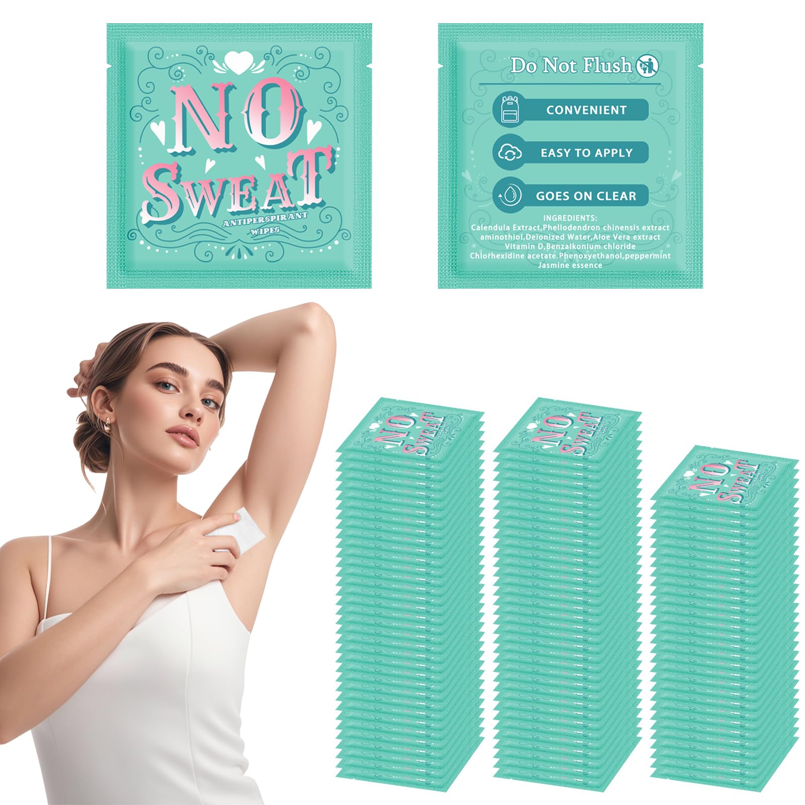 Body Wipes 50 pieces of Antiperspirant deodorant Wipes And Travel Deodorant Individually Wrap Hypoallergenic Mini Deodorant Underarm Sweating And Travel To Clean Skin For Female Male Teenagers