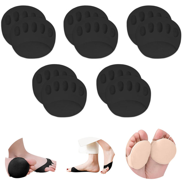 Ball of Foot Cushions (5 Pairs) - Metatarsal Pads for Women & Men, Soft Forefoot Pads for Ball of Feet, Reusable, Breathable, Prevent Pain & Discomfort