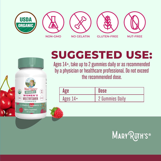 MaryRuth Organics Multivitamin for Women 14 | Women's Multivitamin Gummies for Immune Support| Skin Health | Sugar Free | Vegan | Non-GMO | 60 Count