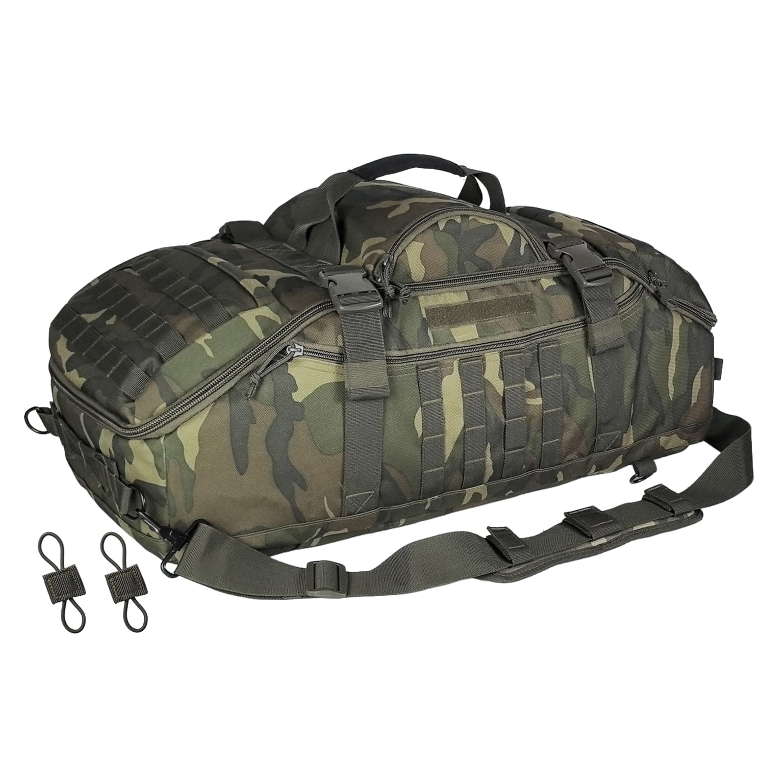 65L Large Duffle Bag, 3-in-1 Tactical Backpack MOLLE Pack for Sports, Gym, Outdoor, Black