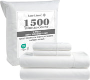 LANE LINEN 100% Egyptian Cotton White Sheets King Size - 1500 TC, 4 Pc - Luxury Sateen Weave Cotton King Size Sheets Set - 15" Extra Deep Pocket King Sheets Sets - White Bed Sheets