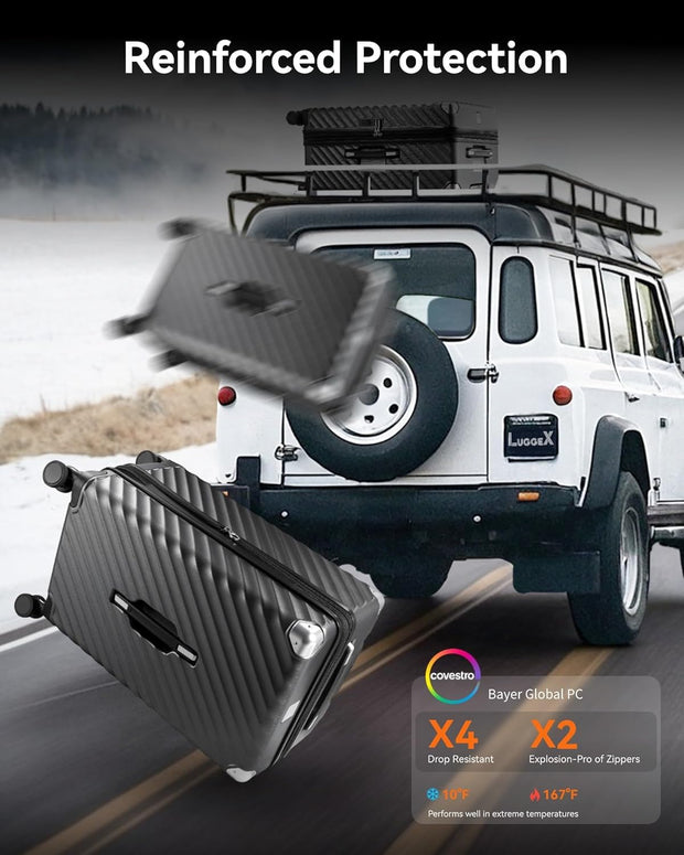 LUGGEX Trunk Luggage, Large Suitcases with Shock-Absorbing Spinner Wheels, Deep Capacity Expandable Hard Shell Suitcase 28 Inch, Charcoal Metallic, 92.2L