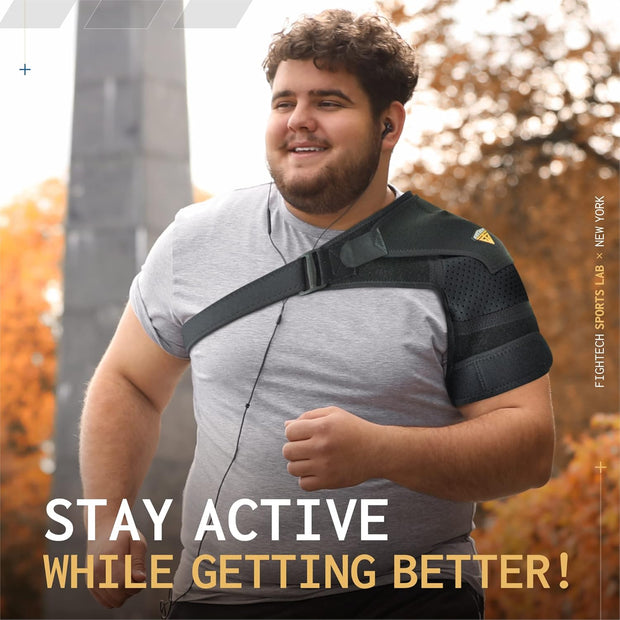 Shoulder Brace - Support & Injury Prevention Brace- Joint Pain Releaser- Shoulder Compression Wrap Strap - Adjustable Injury Accessories for Shoulders - Premium Quality Strap by FIGHTECH (Pink, L-XL)