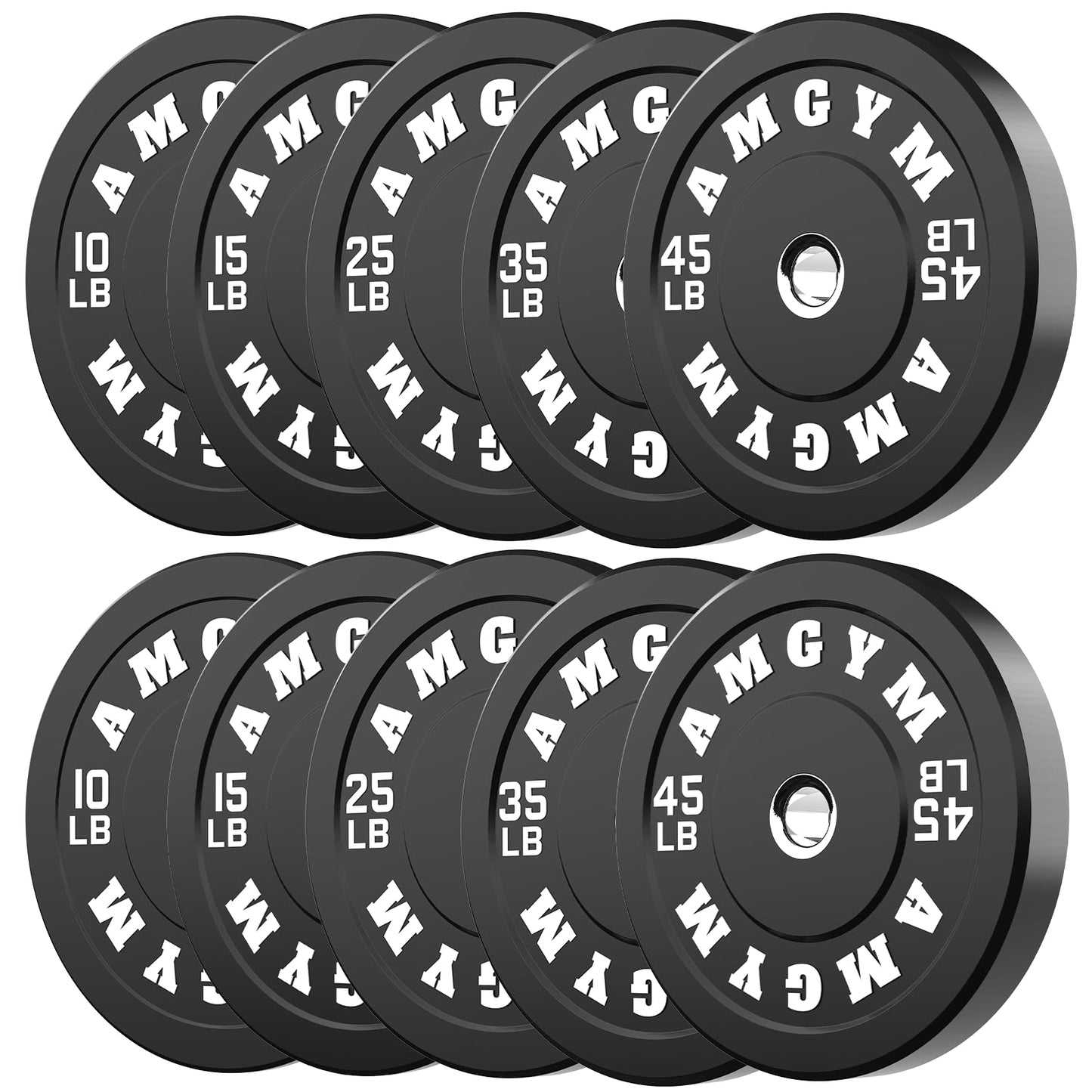 2 Inch Bumper Plates，10-500lbs，Barbell Rubber Olympic Weight Plates Set for Home Gym, Strength Training & Weight Lifting, Multiple Options Colors