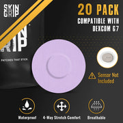 Skin Grip Adhesive Patches Compatible with Dexcom G7 & Stelo CGM – Waterproof & Sweatproof Cover for Continuous Glucose Monitor Sensor, Stays Secure for 10-15 Days – 20 Pack, Camo