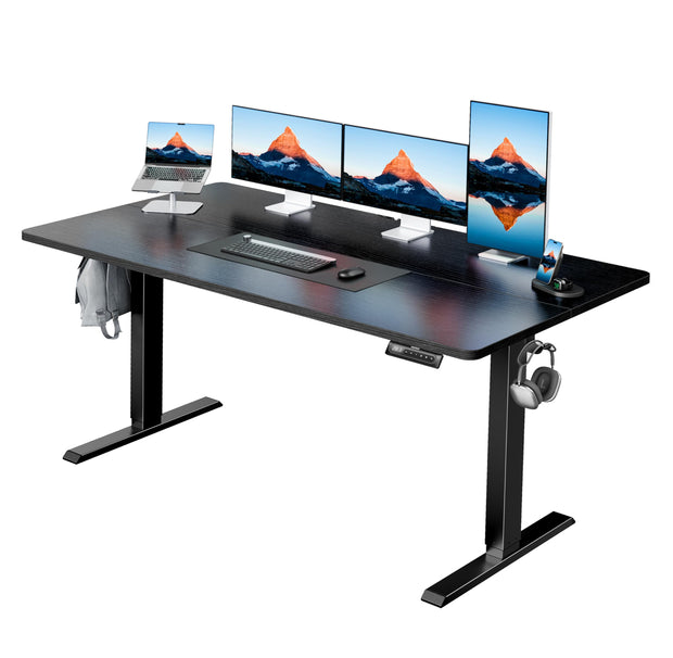 HUANUO 48" x 24" Electric Standing Desk Adjustable Height, 4 Memory Height Settings, Headphone Hook, Cable Manager, Sit Stand Up Desk for Home Office & Computer Workstation, Black