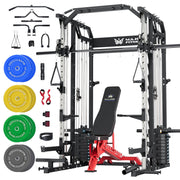 Major Fitness Drone2 Advanced Training Smith Machines– All-in-One Home Gym Squat Rack with Aluminum Pulley Set , Weight Bar, Dual LAT Pull-Down Systems & Cable Crossover Machine for Full-Body Workouts
