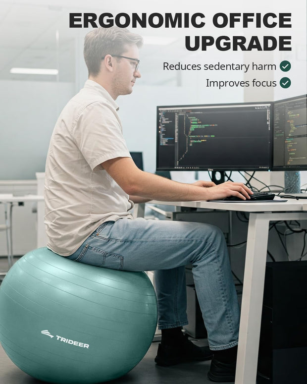 Trideer Yoga Ball – Anti-Burst Exercise Ball for Pregnancy, Office, Birthing, Stretching & Core Workout – Home Gym & Therapy