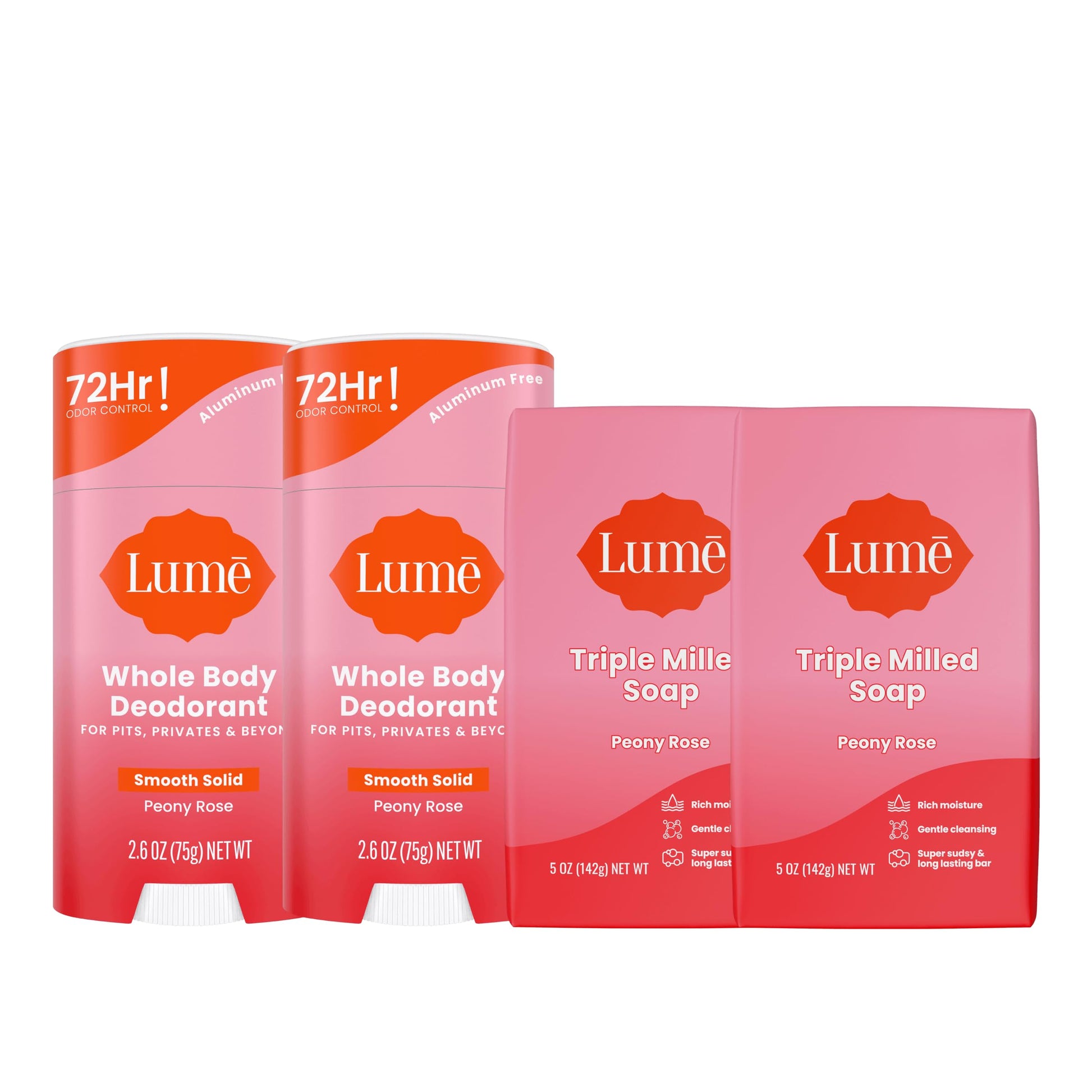 Lume Whole Body Deodorant And Soap - 2.6 Ounce Smooth Solid Stick With 72 Hour Odor Control and 5 Ounce Triple Milled Soap - Aluminum Free, Baking Soda Free and Skin Loving (Unscented)