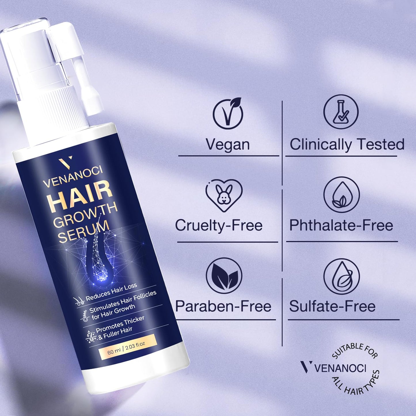 VENANOCI Hair Growth Oil Spray: with Rosemary, Biotin, Batana Oil & Rice Water – Natural Anti-Hair Loss Treatment for Thinning Hair – Promotes Thicker, Fuller Hair for Women & Men – All Hair Types
