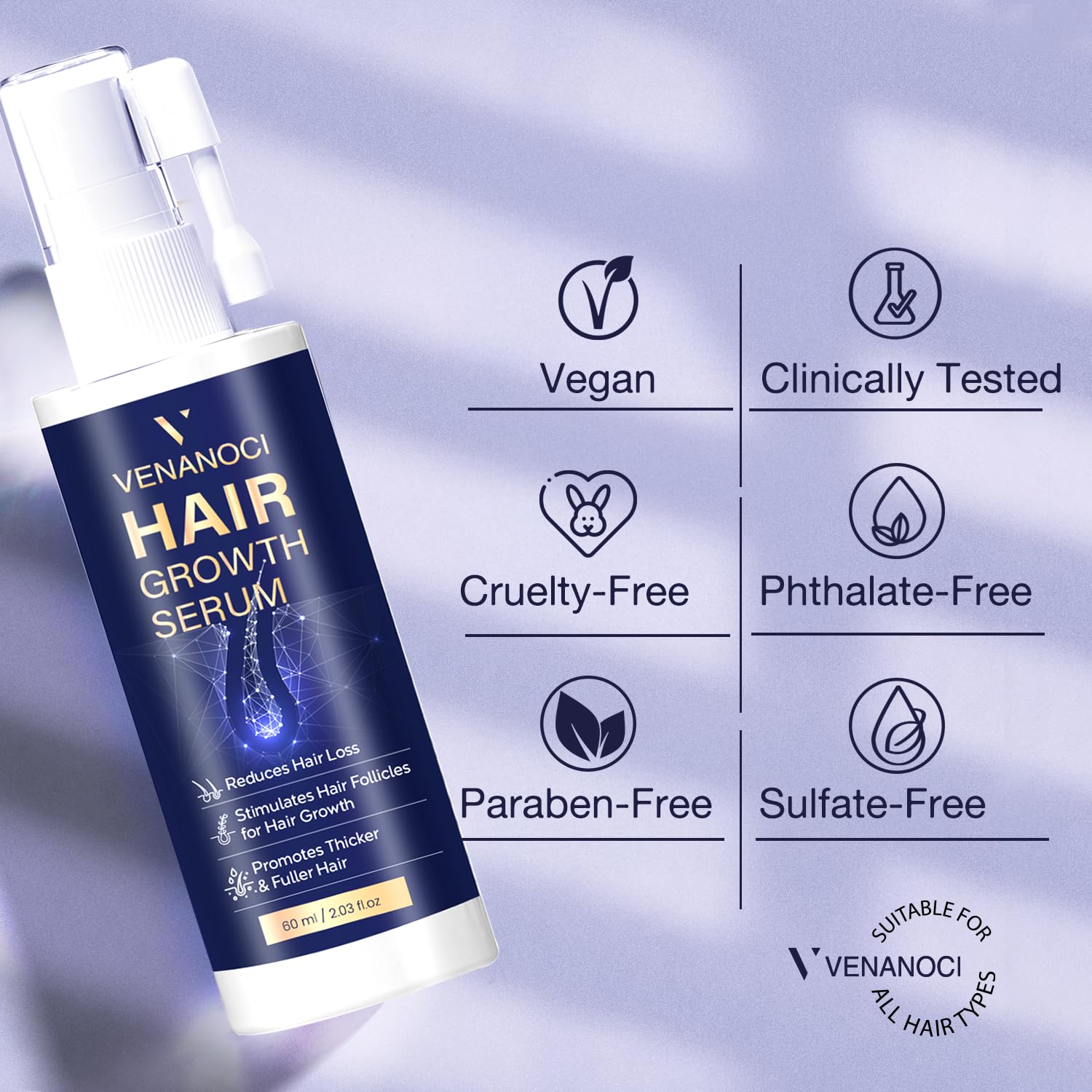 VENANOCI Hair Growth Oil Spray: with Rosemary, Biotin, Batana Oil & Rice Water – Natural Anti-Hair Loss Treatment for Thinning Hair – Promotes Thicker, Fuller Hair for Women & Men – All Hair Types