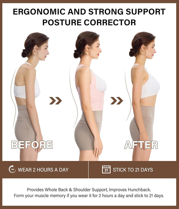 URSEXYLY Back Brace Posture Corrector for Women and Men, Breathable Shoulder Brace, Upper and Lower Back Pain Relief, Adjustable Full Back Support(Medium,Black)