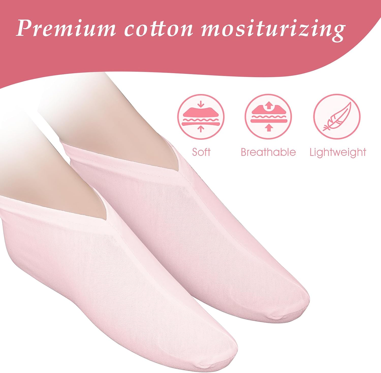 4 Pairs Moisturizing Socks Overnight, Lotion Socks for Dry Feet, Cotton Moisture Enhancing Socks, Soft Spa Absorbing Socks for Foot Care, Cosmetic Therapy Socks for Women and Men