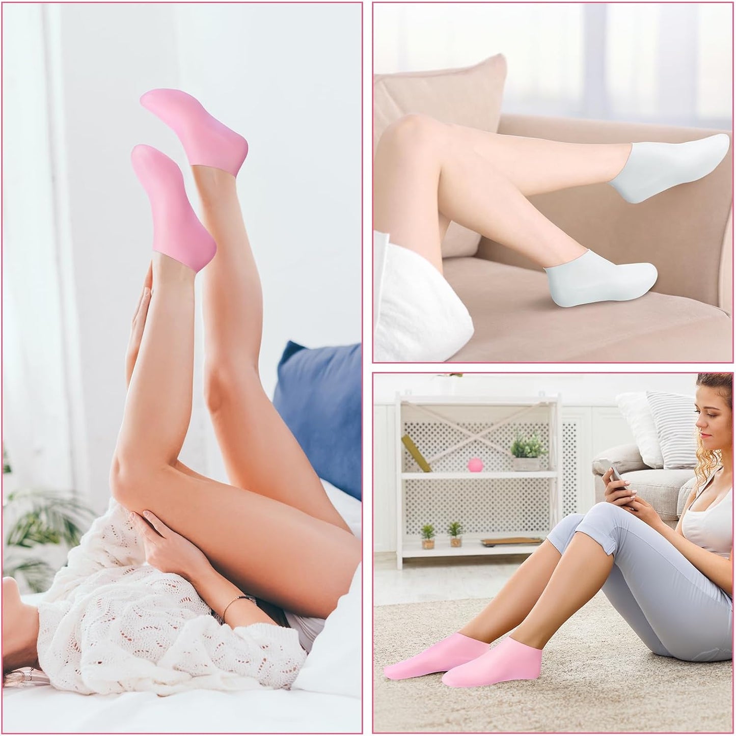 XANGNIER 6 Pairs Silicone Socks for Dry Cracked Feet Women,Moisturizing Foot Mask Exfoliating Silicone Socks,Foot Spa Gel Socks for Cracked Heels,Softening Rough Skin and After Pedicure Care