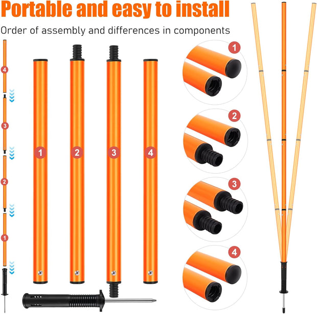 Soccer Agility Training Equipment: 6 Soccer Agility Poles, 20ft Agility Ladder, 10 Soccer Cones, 1 Jump Rope. Soccer Training Poles for Speed Training, Agility Training