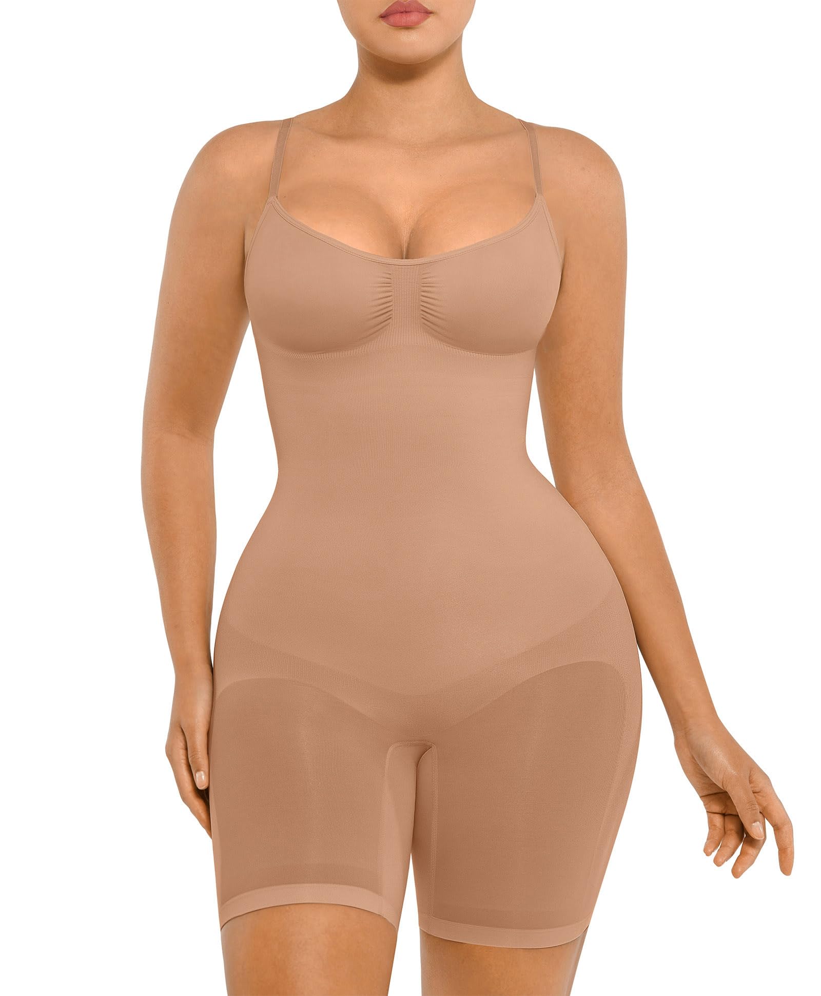 FeelinGirl Shapewear Bodysuit Tummy Control Seamless Sculpting Hip Enhancer Body Shaper for Women
