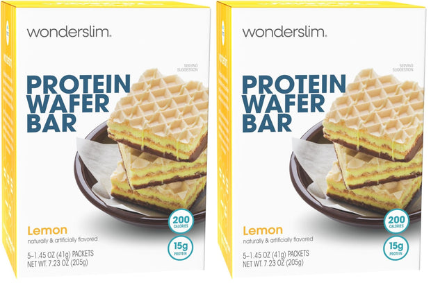 WonderSlim Protein Wafer Snack Bar, Variety Pack, 15g Protein, 5 Flavors, 0mg Cholesterol (5ct)