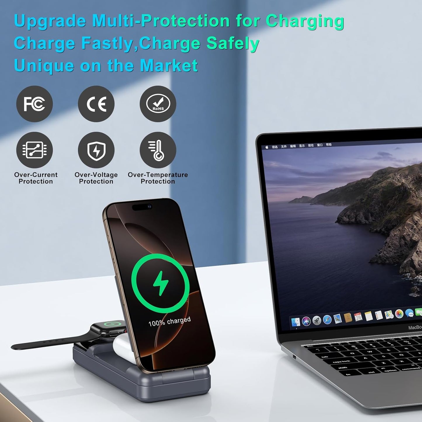 Magnetic Protable Charger Power Bank: 23800mAh Battery Wireless Charging Stand & LED Display, 22.5W Fast Charging, Compatible with iPhone 15/14/13 Series, Apple Watch, AirPods 3/2/Pro