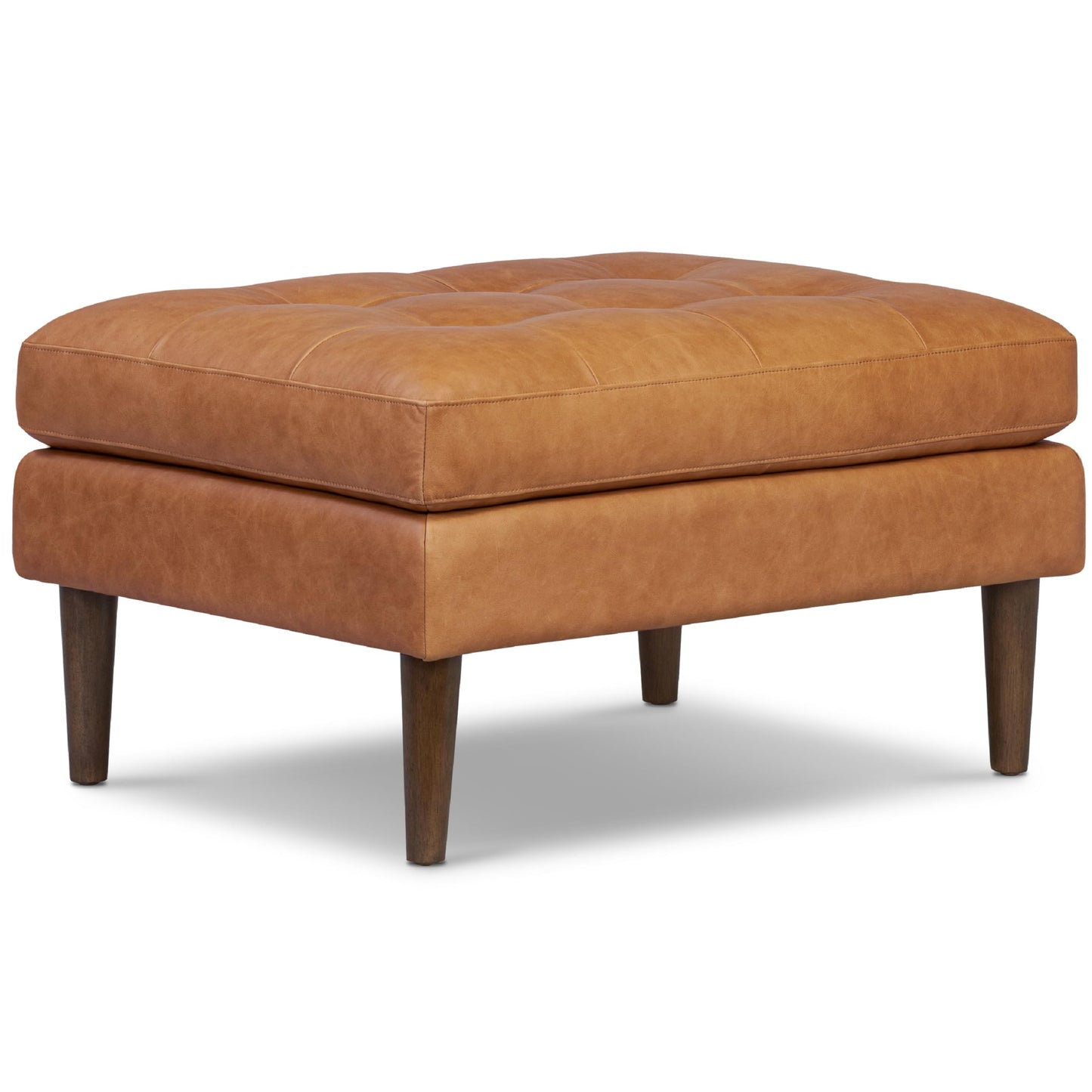 Poly & Bark Napa Leather Couch - 88.5-Inch Office Sofa with 2 Bolsters - Full-Grain Leather Sofa for Living Room with Feather-Down Topper - Living Room Couch - Vintage Italian Leather in Cognac Tan