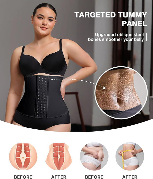 Waist Trainer for Women Latex Underbust Waist Cincher Corset, Tummy Control Corset Sport Girder Hourglass Body Shaper