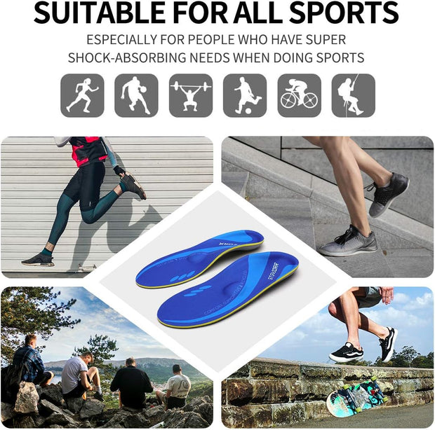 STSVZORR 220 lbs+ High Arch Support Insert Metatarsal Pad Pain Relief Men Women Plantar Fasciitis Insole Orthotic Flat Feet Heel Spur Comfort Standing All Day, Work Boots Shoe Insole