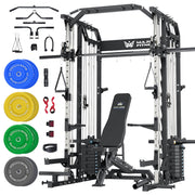 Major Fitness Drone2 Advanced Training Smith Machines– All-in-One Home Gym Squat Rack with Aluminum Pulley Set , Weight Bar, Dual LAT Pull-Down Systems & Cable Crossover Machine for Full-Body Workouts