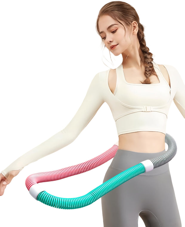 TJHNMNC Weighted Soft Spring Hula Hoop for Adults – 3.5lb Foldable Fitness Hoop, Waist-Friendly Design, Portable Slimming Exercise Equipment for Home and Travel