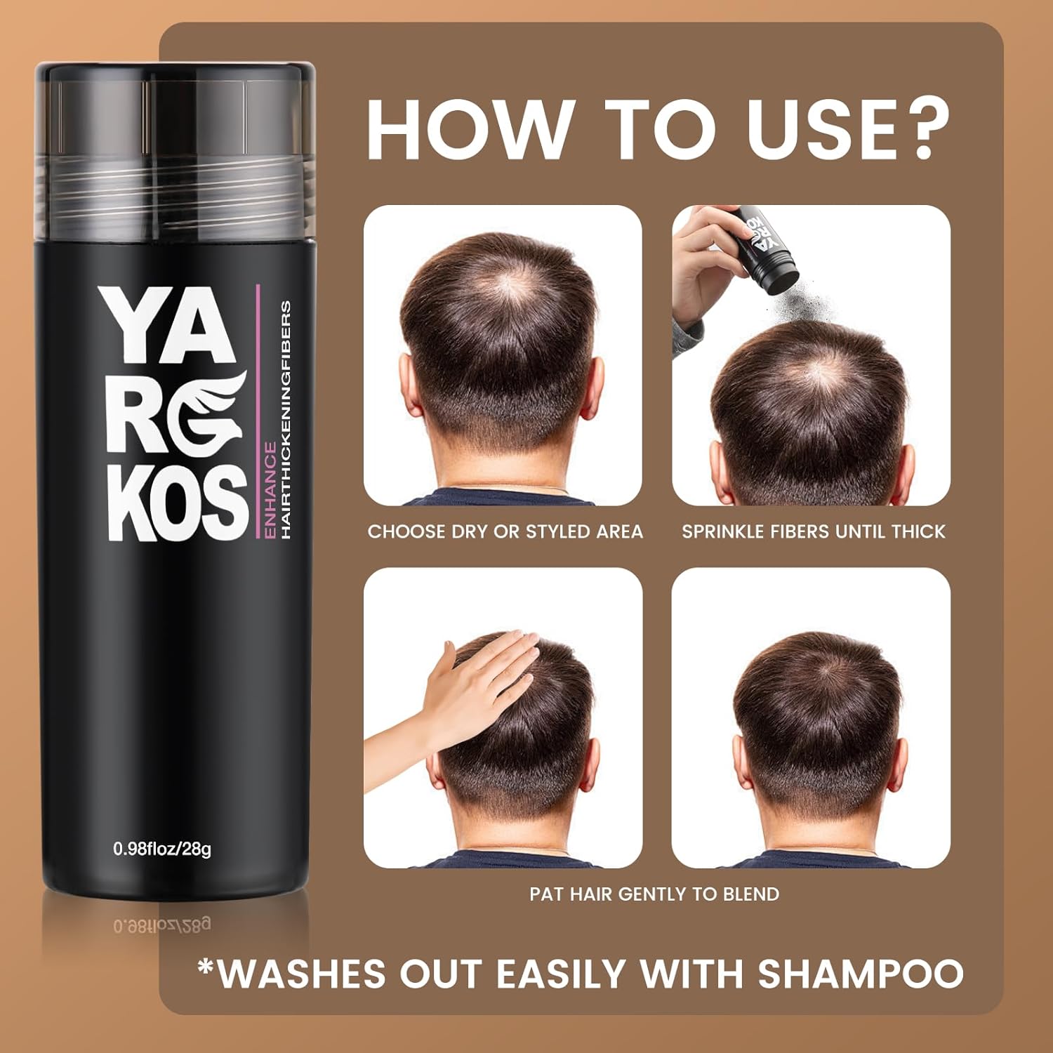 Hair Fibers for Thinning Hair or Fill In Fine, Hair Building Fibers (28g) for Women & Men, Hair Powder for Instantly Thicker, Fuller Looking - GRAY