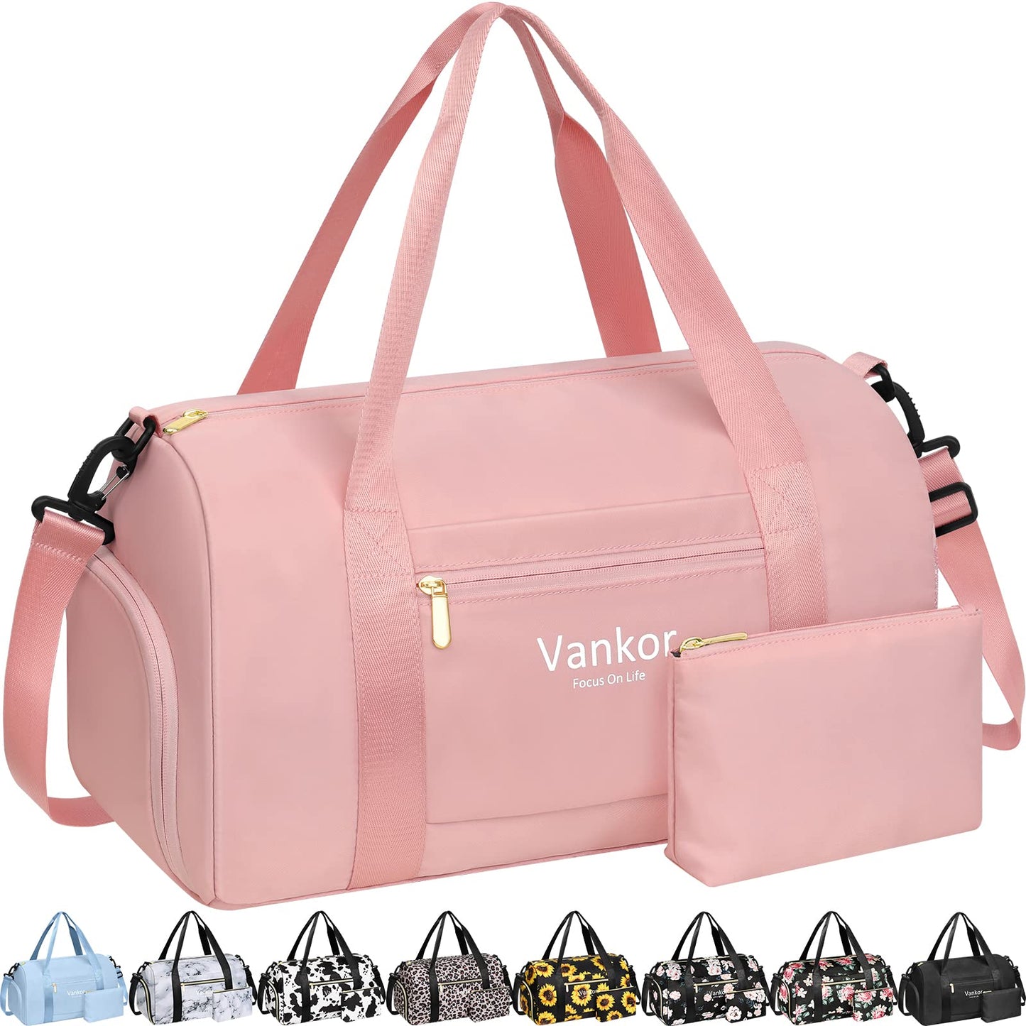 Gym Bag for Women with Shoe Compartment Waterproof, Sports Duffle Bag for Travel Duffel Weekender Carry on Beach Yoga Overnight Luggage Mommy Maternity Hospital Bag Blue 17.5 Inch
