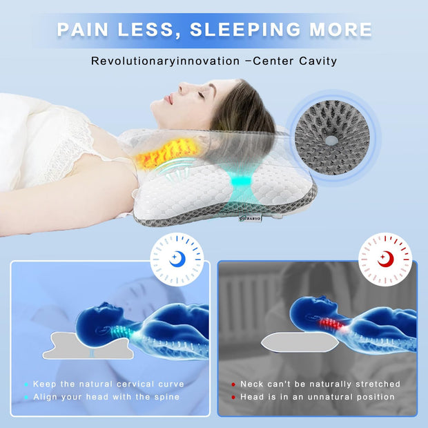 Pain Relief Cervical Pillow for Neck Support,Adjustable Ergonomic Pillow Cozy Sleeping,Odorless Orthopedic Memory Foam Pillows,Contour Bed Pillow for Side Back Stomach Sleeper