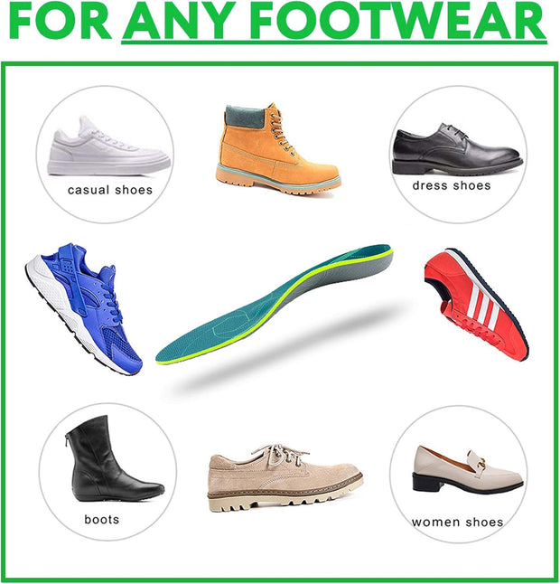 STSVZORR 220 lbs+ High Arch Support Insert Metatarsal Pad Pain Relief Men Women Plantar Fasciitis Insole Orthotic Flat Feet Heel Spur Comfort Standing All Day, Work Boots Shoe Insole