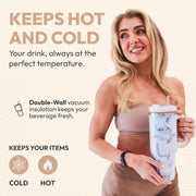 Leakproof, Eco-Friendly Tumbler Bottle – Multi-Use Protein Shaker, Smoothie Cup & Water Bottle – White Marble, Pink, Beige, Black (Pink, Pack Of 2)