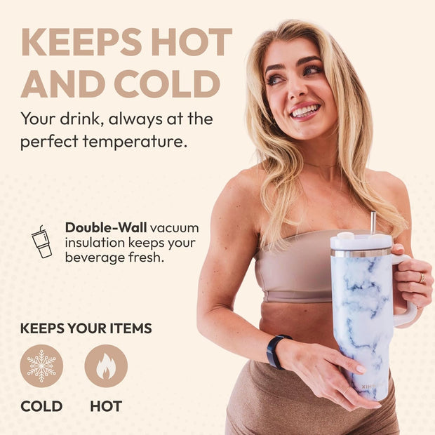 Leakproof, Eco-Friendly Tumbler Bottle – Multi-Use Protein Shaker, Smoothie Cup & Water Bottle – White Marble, Pink, Beige, Black (Pink, Pack Of 2)