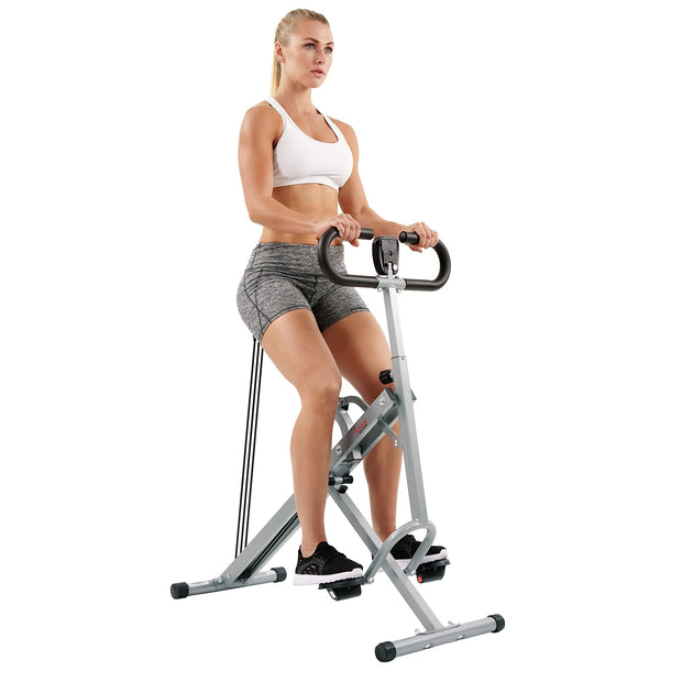 Sunny Health & Fitness Row-N-Ride Squat Assist Trainer, Foldable & Easy Setup Exercise w/Adjustable Resistance, Home Training Machine for Arm, Glute & Leg Workout, Optional Free SunnyFit App Connect