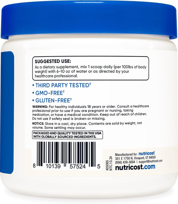 Nutricost Creatine HCl Powder (8 OZ) - Made with CON-CRET Creatine, 300 Servings