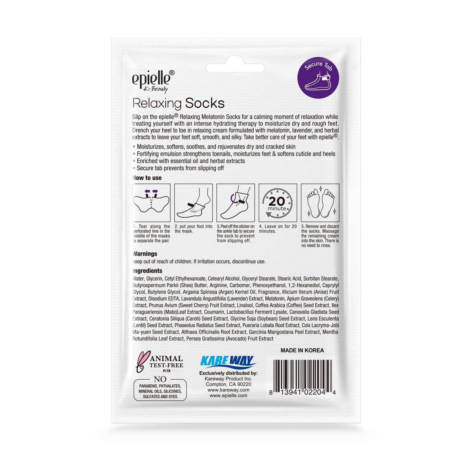 Epielle Relaxing Foot Masks 6 Pairs, Deep Moisturizing Socks for Dry Feet & Cracked Heels, Relieve and Soften with Melatonin & Lavender Extract, Korean Skin Care, Foot Spa, Self Care Gifts for Women