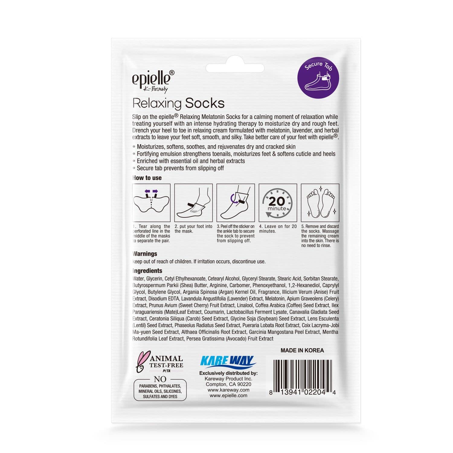 Epielle Relaxing Foot Masks 6 Pairs, Deep Moisturizing Socks for Dry Feet & Cracked Heels, Relieve and Soften with Melatonin & Lavender Extract, Korean Skin Care, Foot Spa, Self Care Gifts for Women