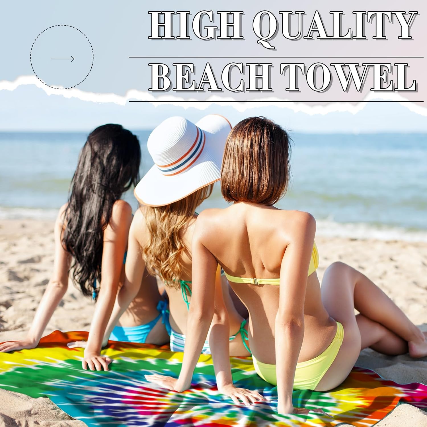Zoooyawn 6 Set White Cotton Beach Towels for Tie Dye 71 * 43 Inch Large Oversized Beach Towel Tie Dye Kit for Women DIY Party Project