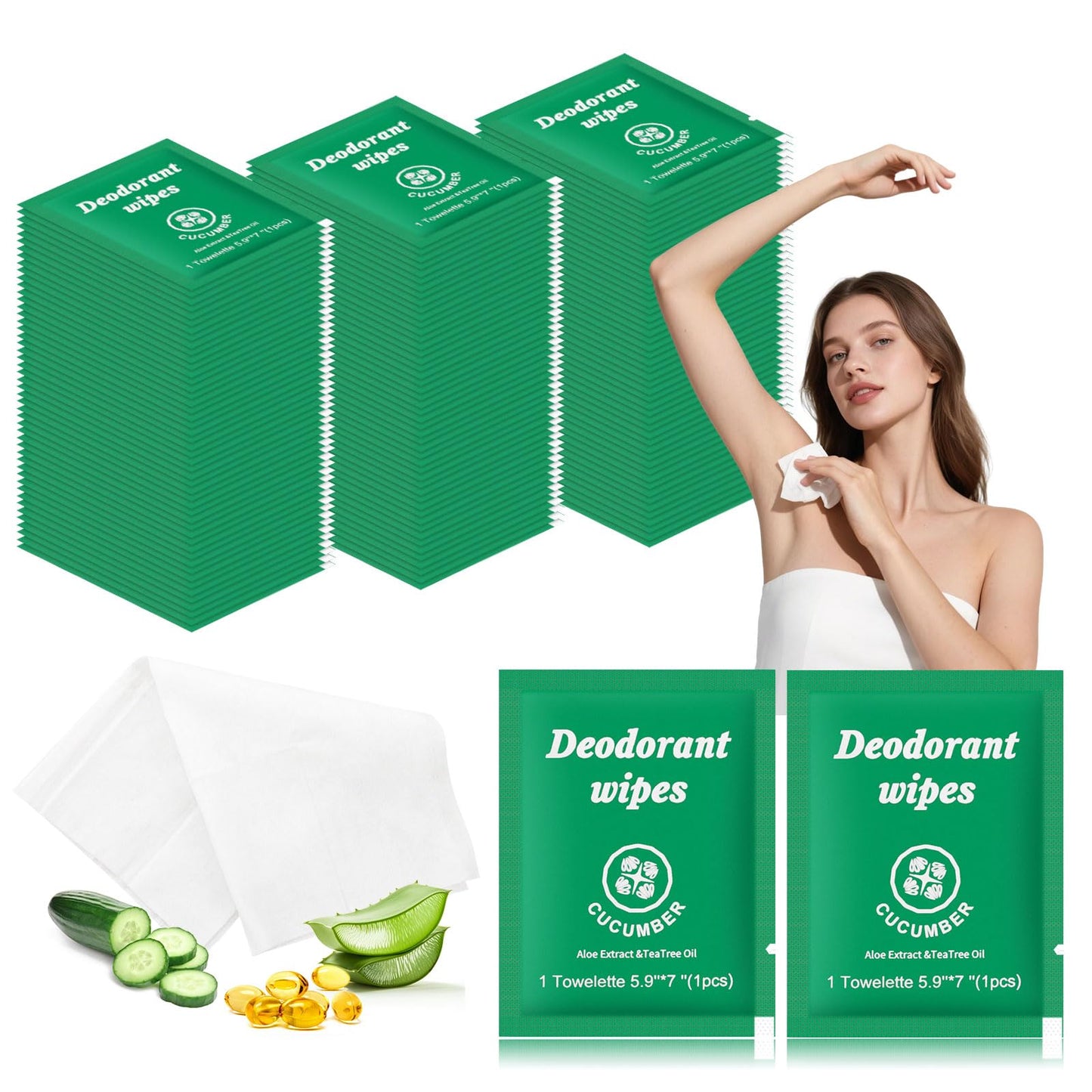 Travel Deodorant Wipes Individually Wrapped,Body Wipes to Clean Skin for Women Men（Lavender,pack of 100)