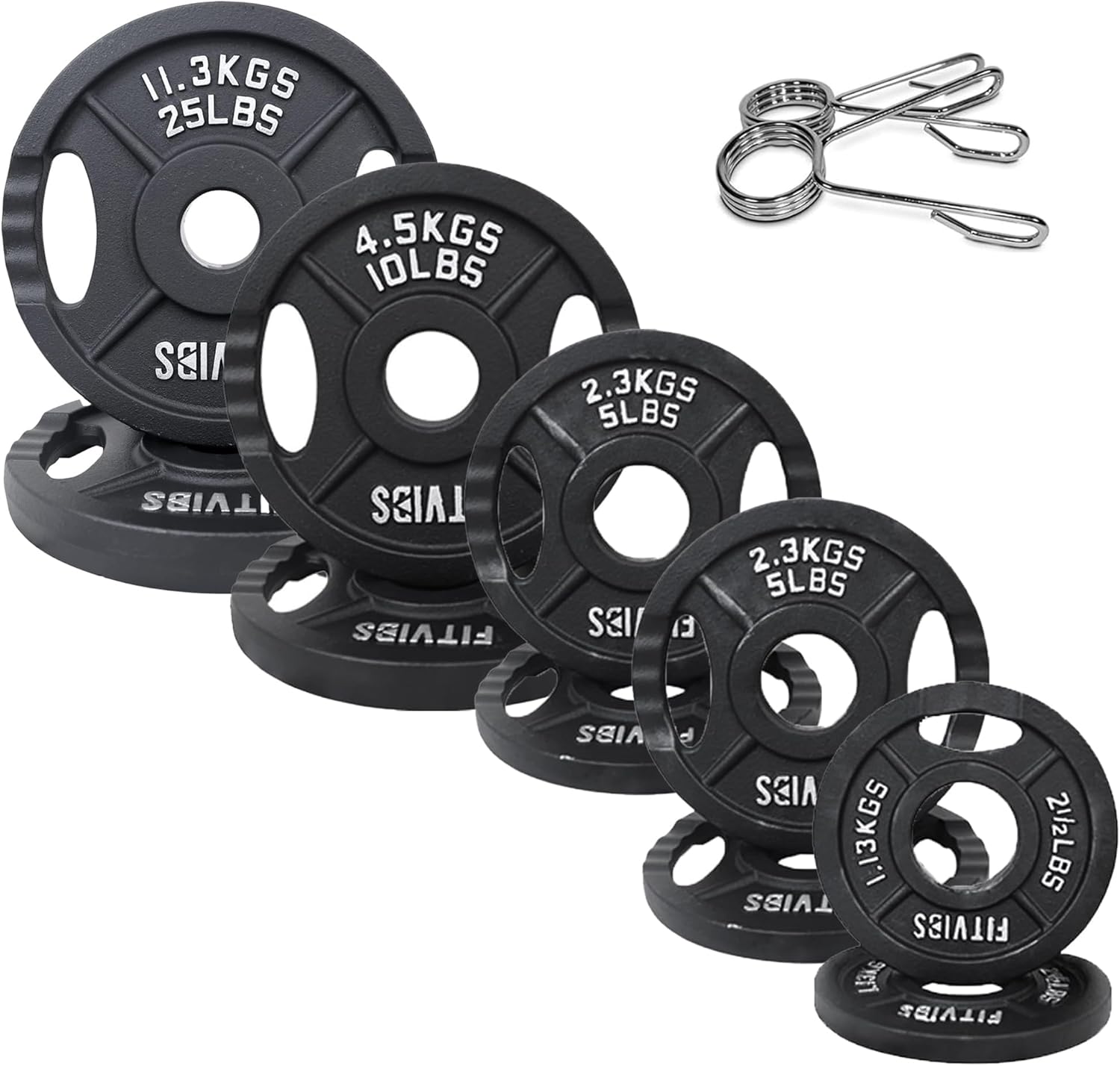 2-Inch Olympic Cast Iron Plate Weight Plate for Strength Training and Weightlifting, Multiple Sizes