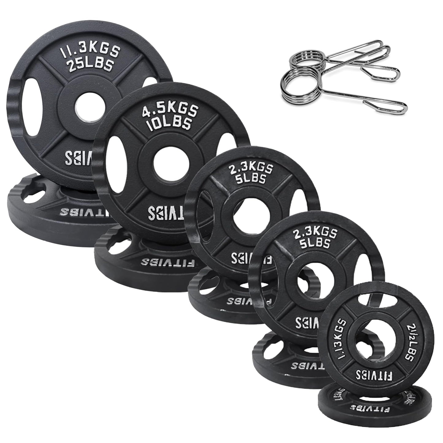 2-Inch Olympic Cast Iron Plate Weight Plate for Strength Training and Weightlifting, Multiple Sizes