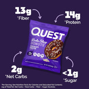 Quest Bake Shop, Chocolate Frosted Donuts, Protein Snack, Low Sugar, 9 Count
