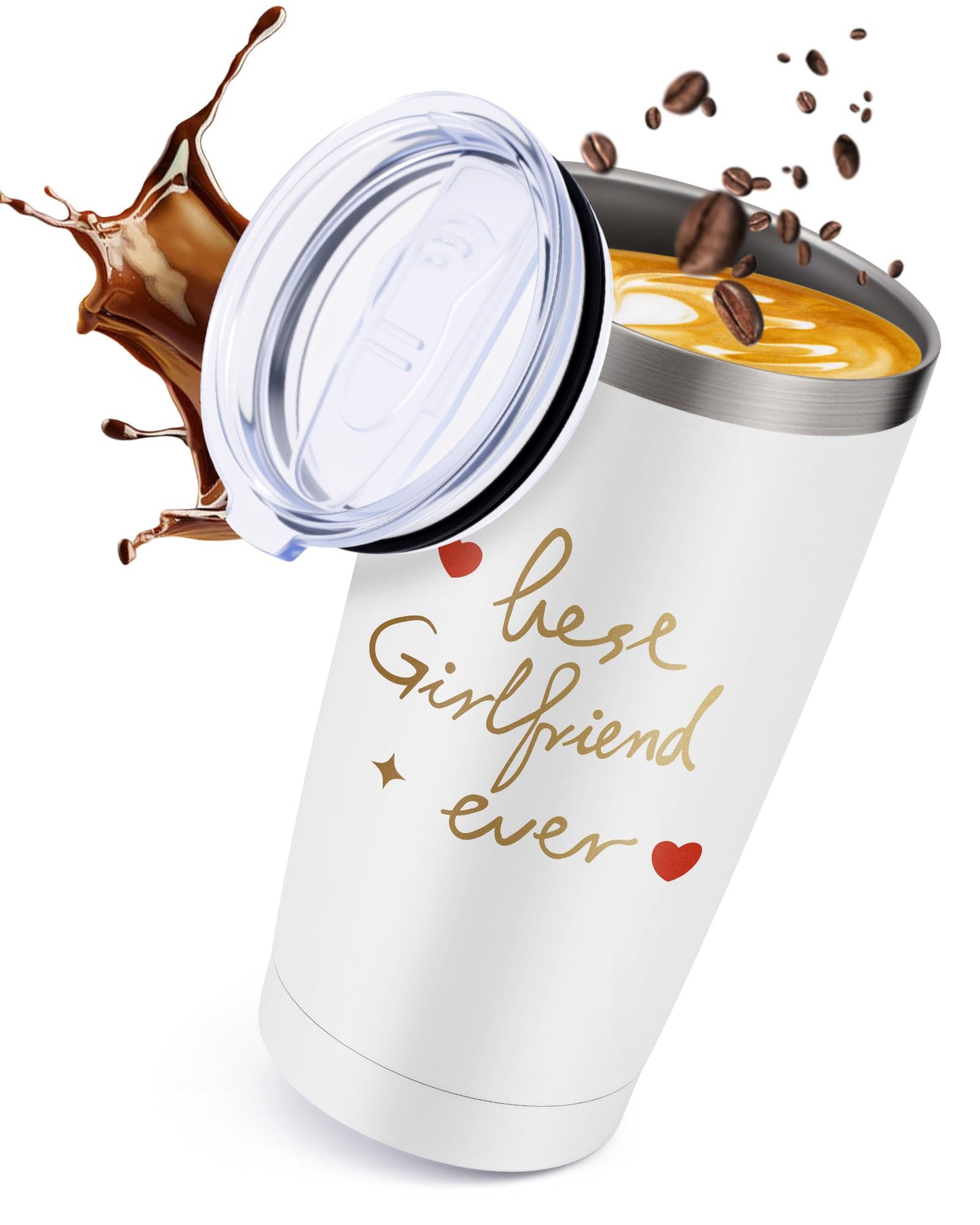 20 Oz Insulated Coffee Cup with Lid Car Tumbler Travel Mug Women Wife Husband Happy Birthday Wedding Romantic Gift Best Cool Day Personalized Unique Special Cute Custom Christmas Xmas Valentines Ideal